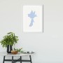 Komar Wandbild Cinderella Bird, 50x70 cm, mit hellblauem Vogelmotiv im weißen Rahmen.