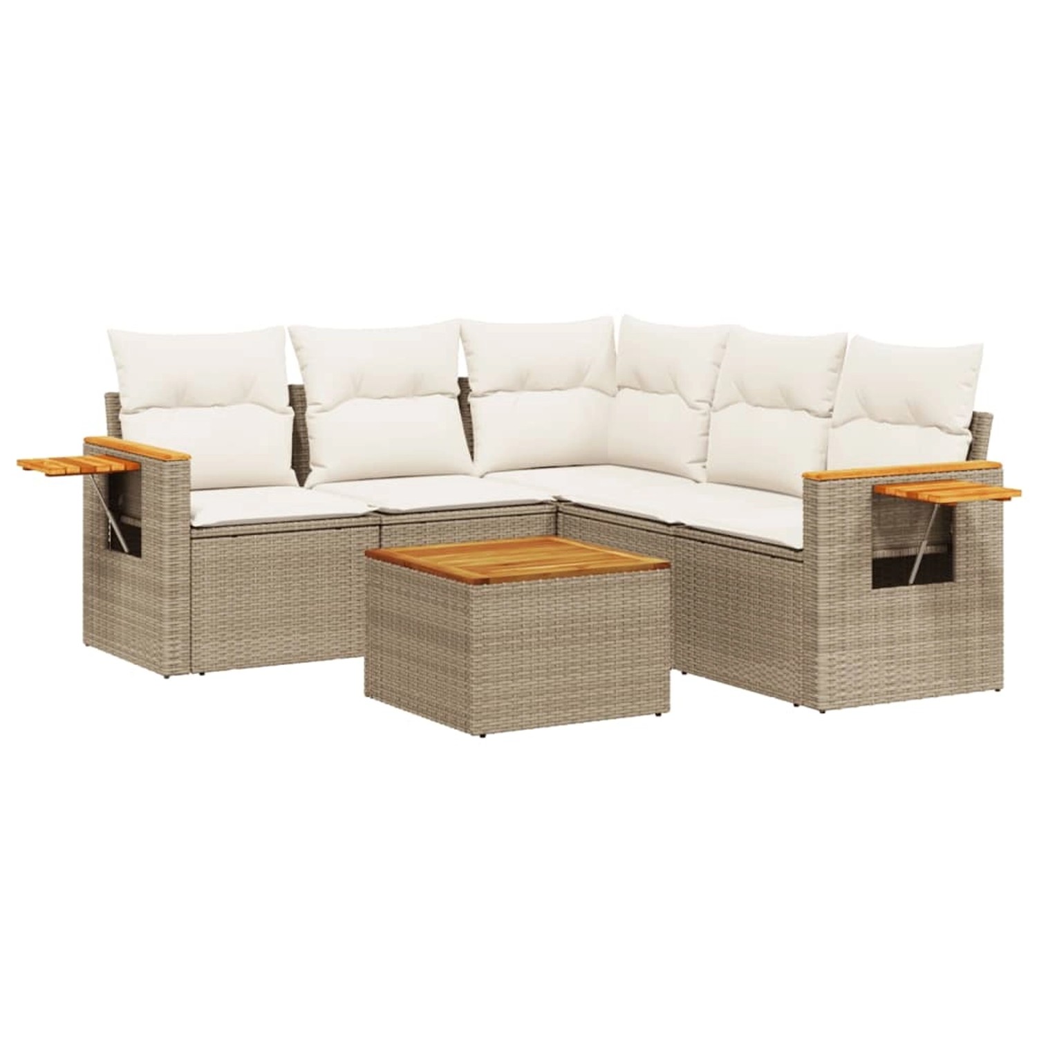vidaXL 6-Tlg Garten-Sofagarnitur mit Kissen Beige Poly Rattan 3226807 günstig online kaufen