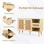 Merax Sideboard 120x40x80 cm Eiche Rattan 1 Schublade 2 Türen Verstellbare Ablagen_6