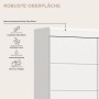 Detailaufnahme: Weißer Hochglanz Hängeschrank (74x79x24cm) mit robuster, pflegeleichter Oberfläche.