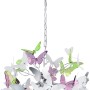 Moderne Reality Pendelleuchte Butterfly in Chrom mit bunten Schmetterlingen, 150x50x50cm.