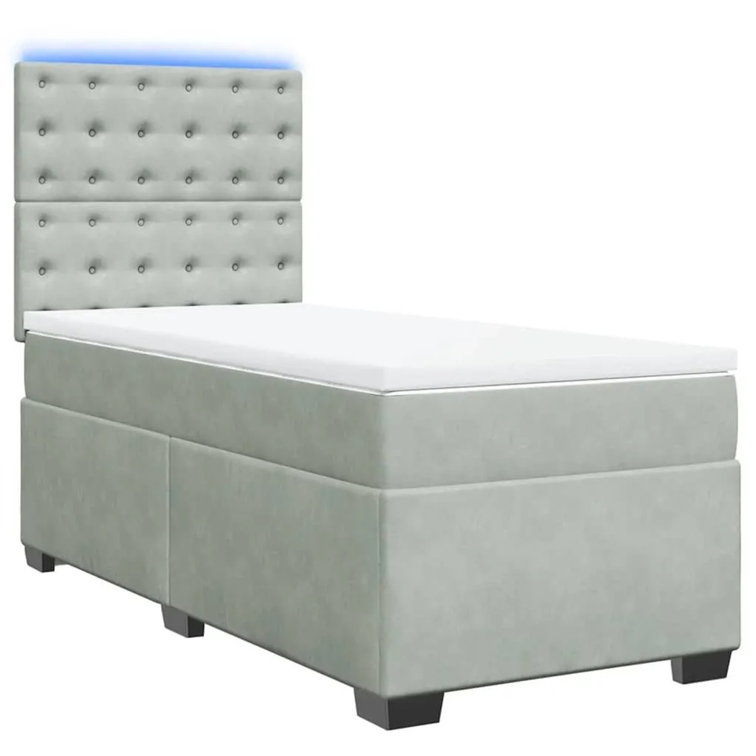 vidaXL Boxspringbett mit Matratze Hellgrau 100x200 cm Samt 3293146 günstig online kaufen