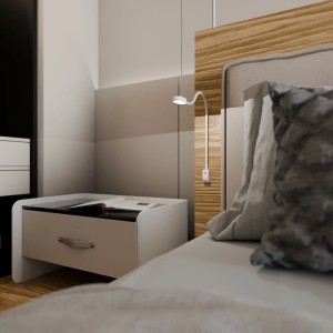 Weiße LED-Bettleuchte mit flexiblem Arm und USB-C Anschluss zur Wandmontage.