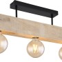 Globo Deckenleuchte Adalaie, 3-flammig, aus schwarzem Metall und hellem Holz.