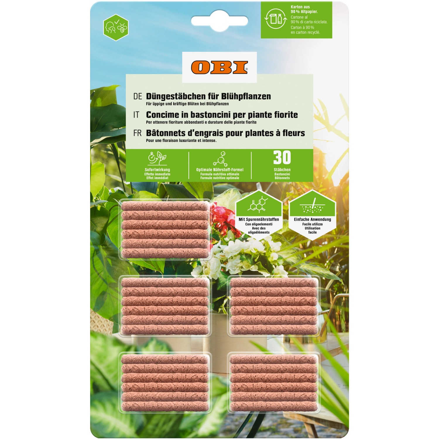 GROW by OBI Düngestäbchen für Blühpflanzen, 30 Stück