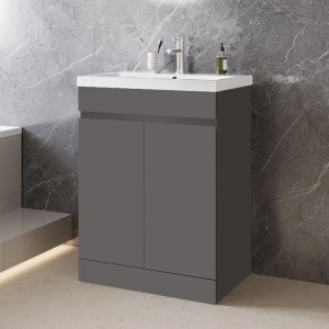 AICA Waschtisch mit Unterschrank, 60 cm, anthrazit matt, Teil des Badmöbel Sets.
