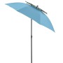 Blauer Doppler Strandschirm Windprofi Neo 200 mit Windventil und Neigungsfunktion.