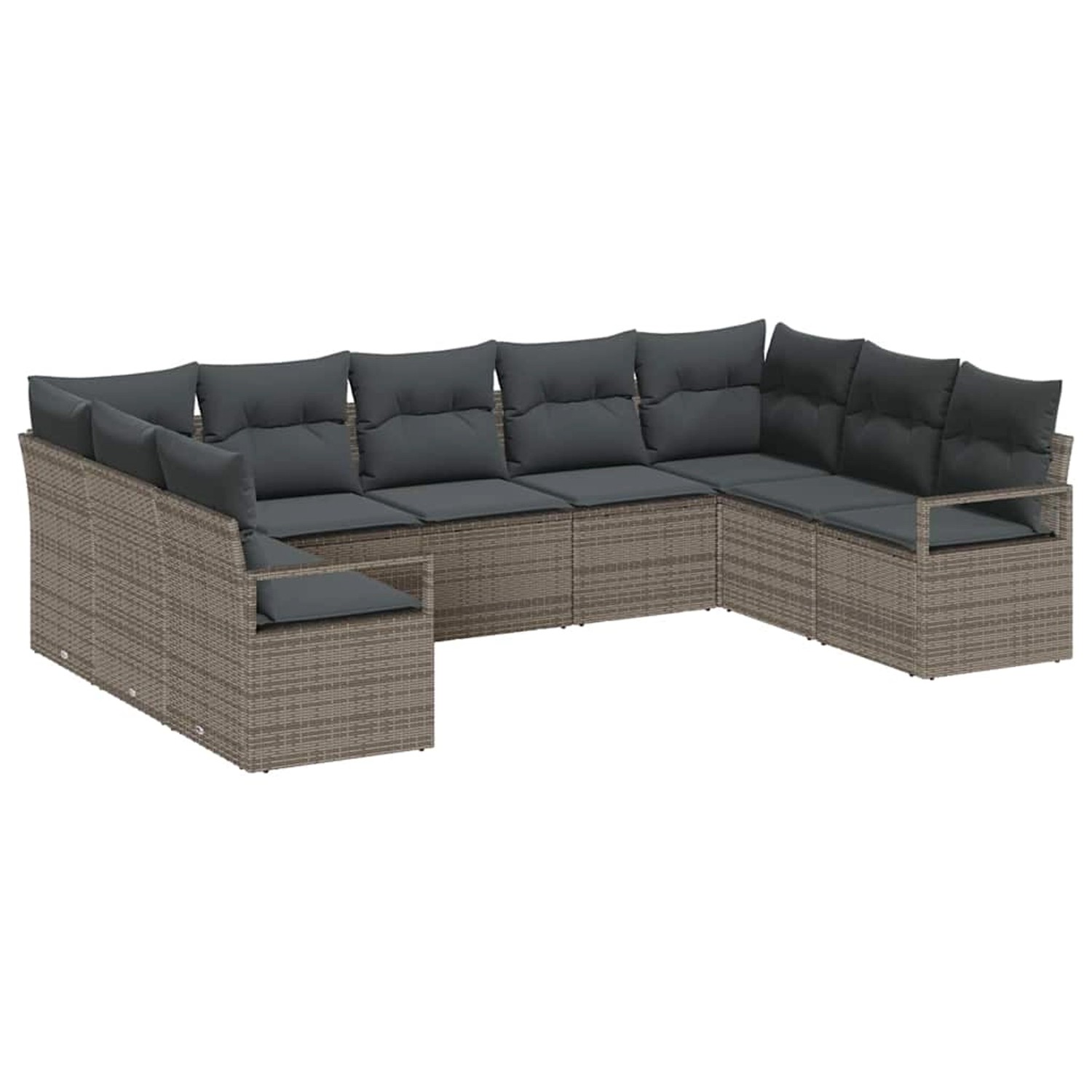 vidaXL Garten-Sofa-Set 9-Tlg Grau Poly Rattan 3346539 günstig online kaufen