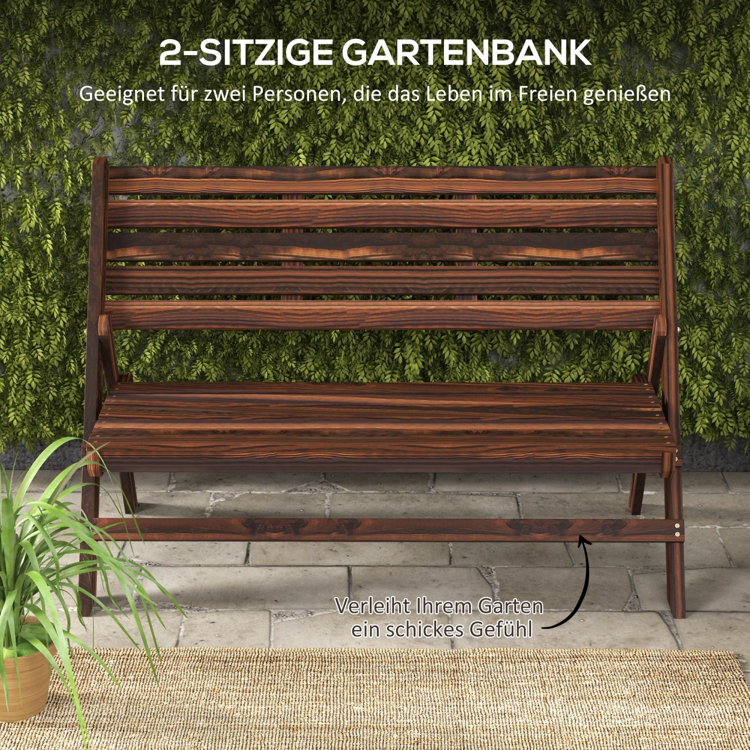 Outsunny Gartenbank mit LattenDesign und Breiter Rückenlehne kaufen