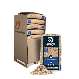 Palette Galamio Holzhackschnitzel Fallschutz, 13 Säcke à 60l. Dekormulch für Garten und Spielplatz.