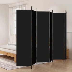 Schwarzer vidaXL Paravent, 6-teilig, 300x200 cm, Stoff Raumteiler für flexible Raumgestaltung.