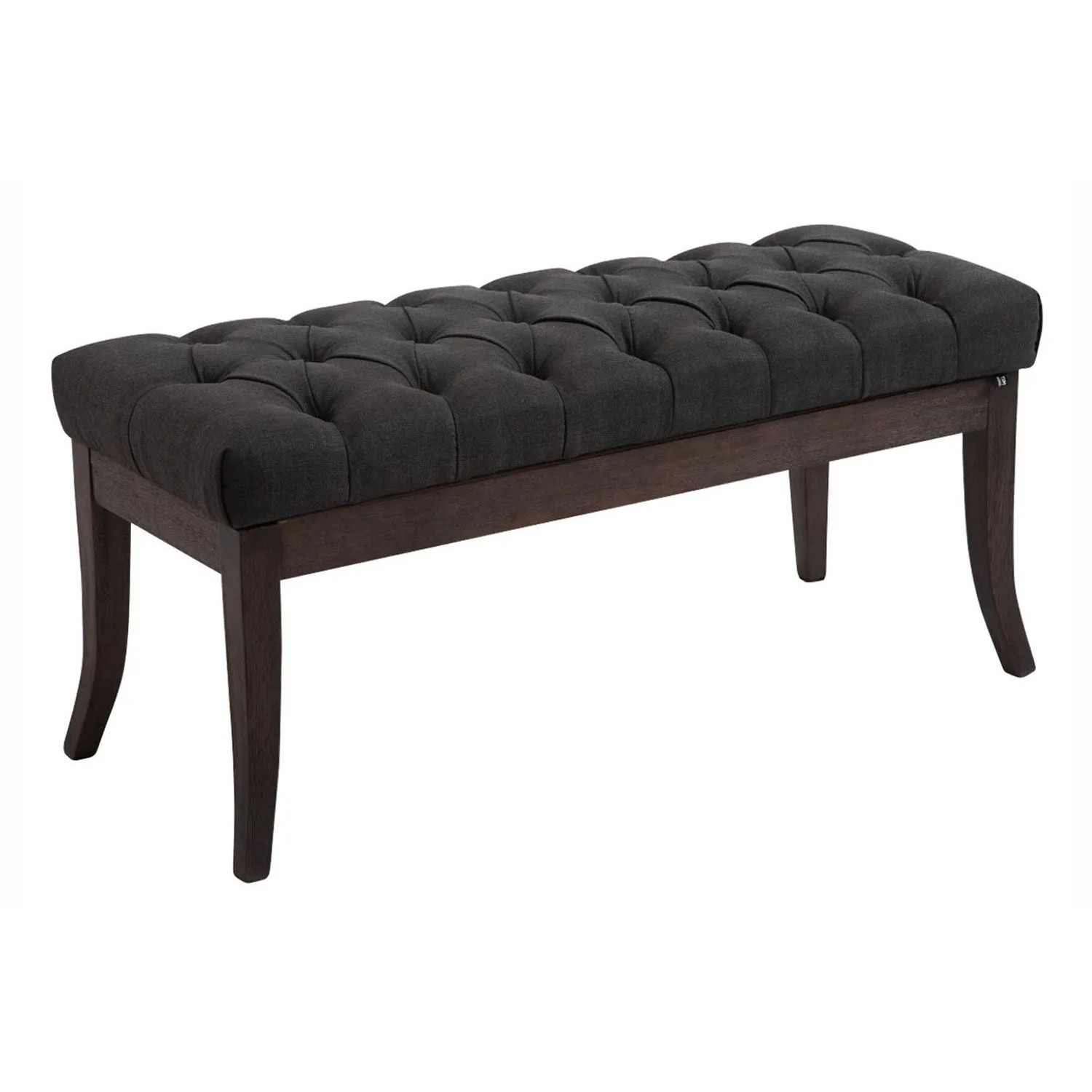 DELUKE Sitzbank CANNES Stoff Dunkelgrau 100x38x46cm Dunkelbraun Sitzbank Flur Sitzhocker Esszimmerbank Polsterbank Schlafzimmer