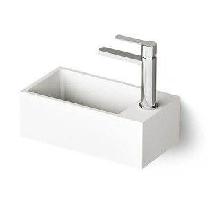 Weißes, mattes PAA Mineralguss Waschbecken MI/A (40x210x14cm) mit Armatur für Gäste-WC.