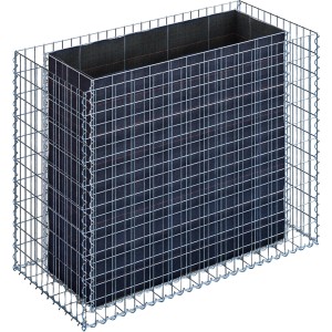 Eckiges Gabiona Gabionen-Hochbeet, 100x130x60 cm, Maschenweite 5x10 cm, galvanisiert.