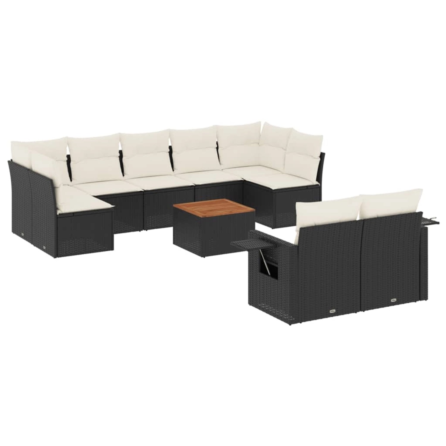 vidaXL 10-Tlg Garten-Sofagarnitur mit Kissen Schwarz Poly Rattan 3257043 günstig online kaufen