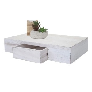 BERLINLODGE Wandregal Ilse HxBxT 8x40x25cm Regal Hängeregal Mit Schublade 40cm Weiß Shabby