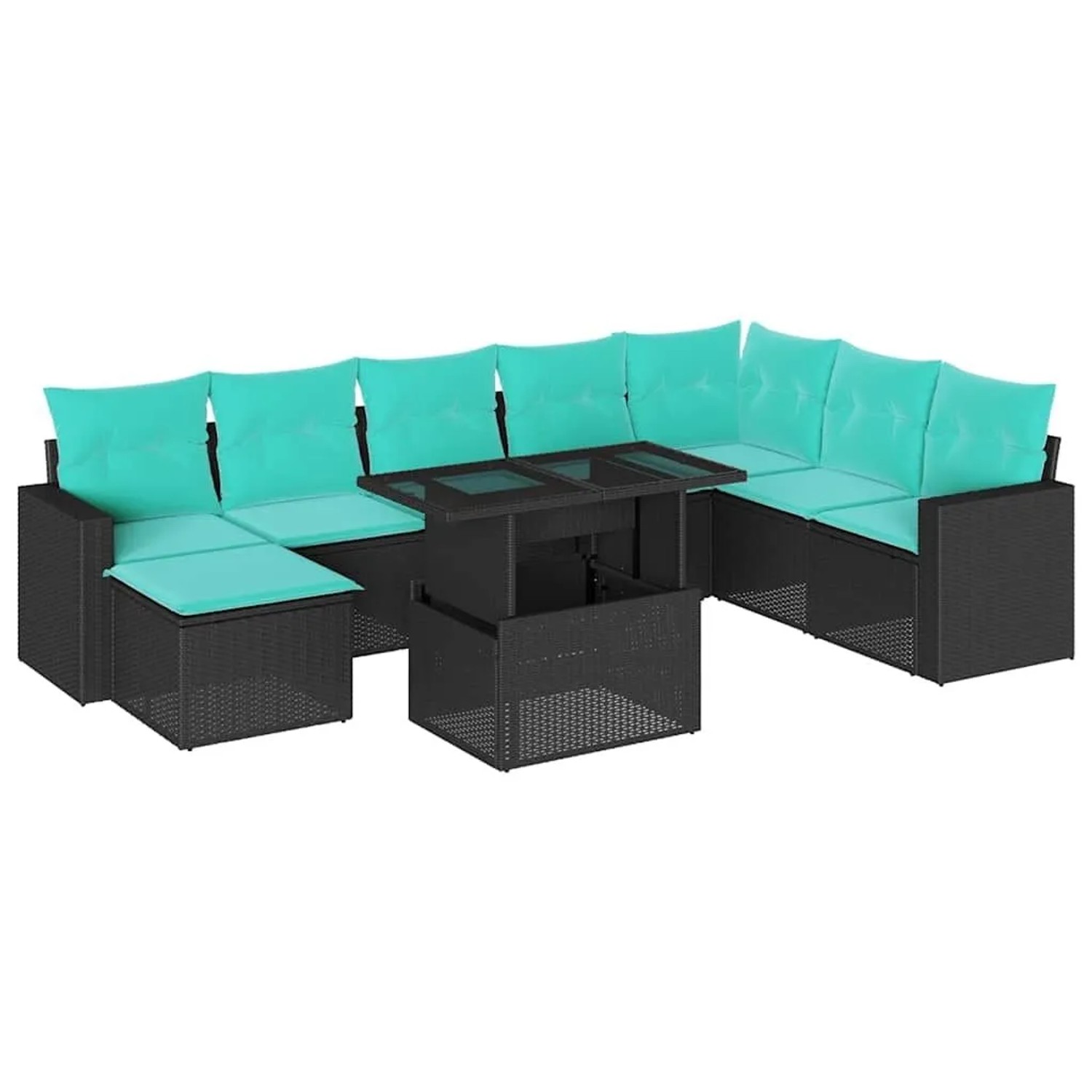 vidaXL 9-Tlg Gartensofa-Set mit Kissen Schwarz Polyrattan 3267467 günstig online kaufen