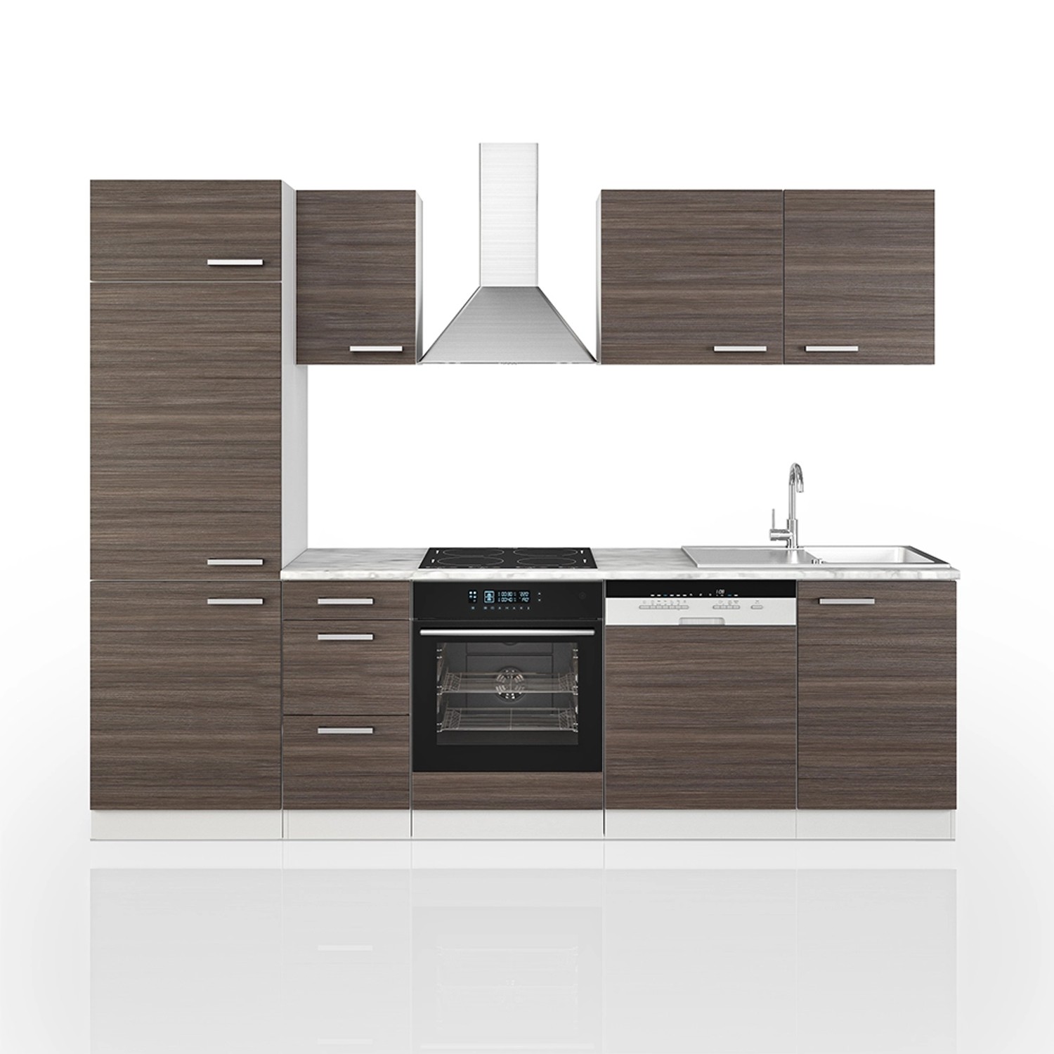 Vicco Optima Küchenzeile Edelgrau/Weiß 270 cm ohne ArbeitsplatteOptima günstig online kaufen