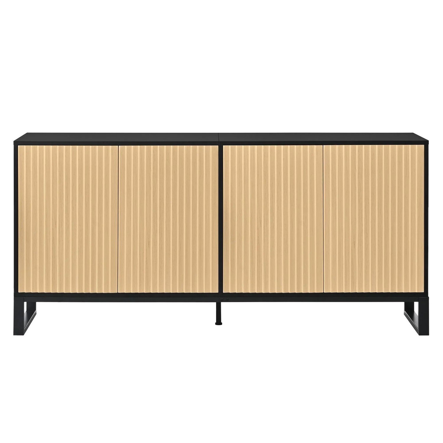 Merax Sideboard Schuhschrank 4 Türen Verstellbare Böden Stauraumschrank Schwarz