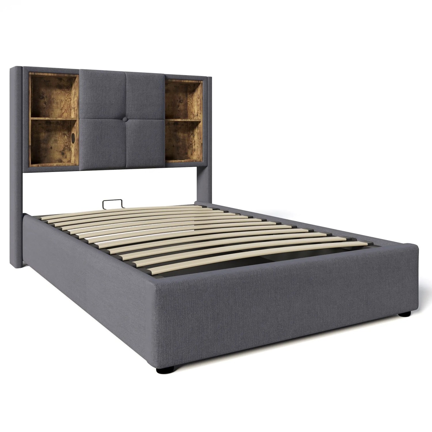 Okwish Polsterbett 90x200cm Mit Usb C Stauraum Schlafzimmer Grau Leinen Mit Matratze