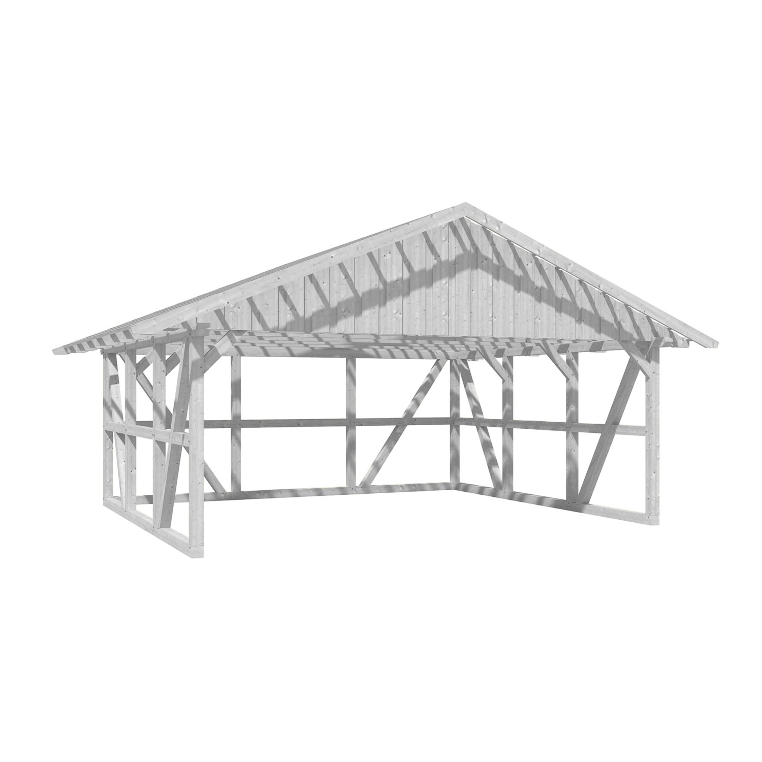 Skan Holz Carport Schwarzwald m. Dachlattung u. Rückwand 684 x 600 cm Weiß günstig online kaufen