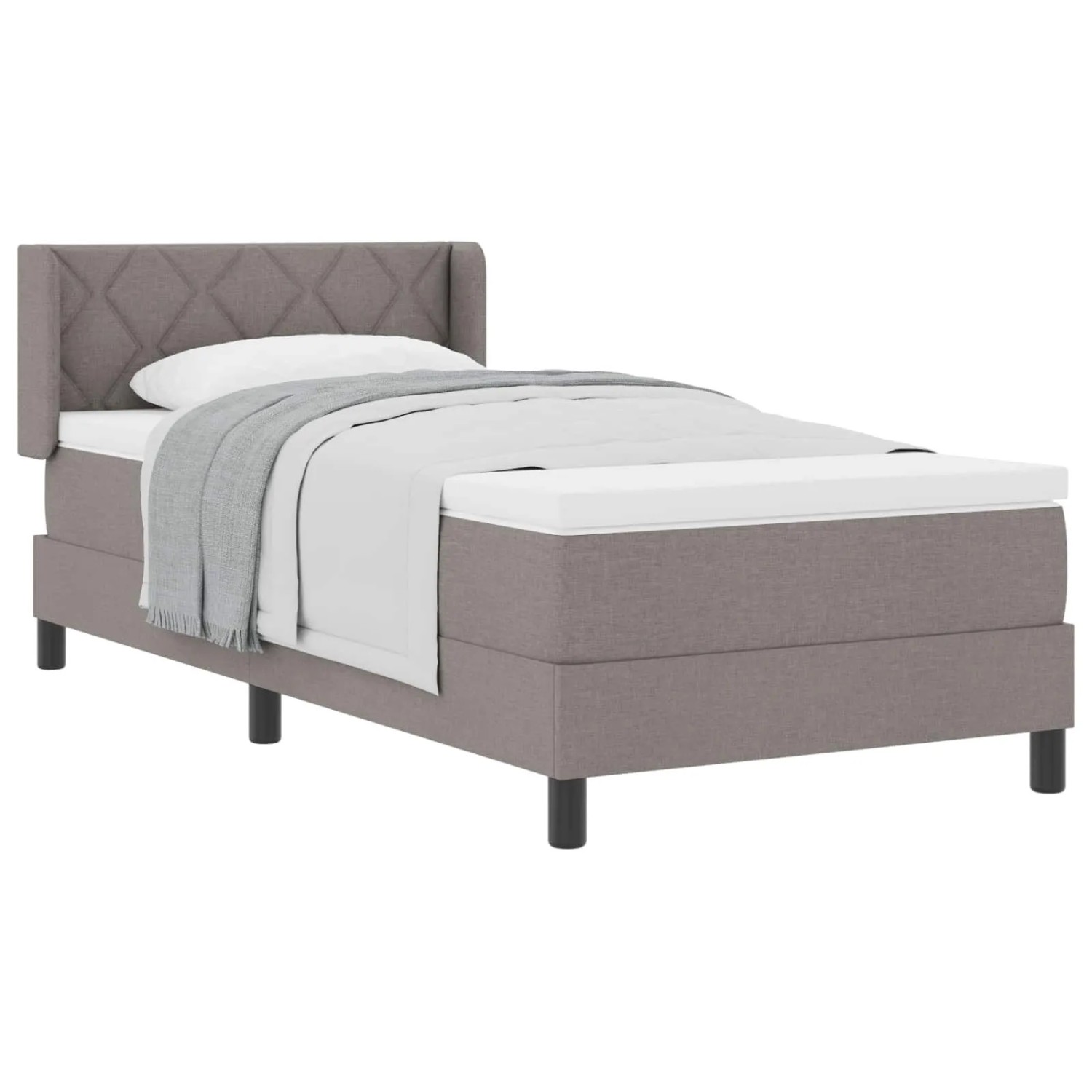 vidaXL Boxspringbett mit Matratze mit Kopfteil Taupe 190 x 90 cm Stoff 3341143