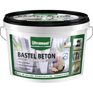 Eimer Ultrament Bastel Beton, 3,5 kg, hellgraue Beton-Gießmasse für kreative DIY-Projekte im Innen- und Außenbereich.