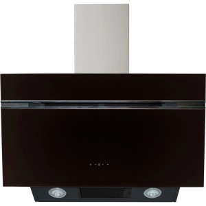 Wolkenstein Dunstabzugshaube W S5-80 ABTZ, 80cm, schwarze Glasfront und Edelstahlkamin.