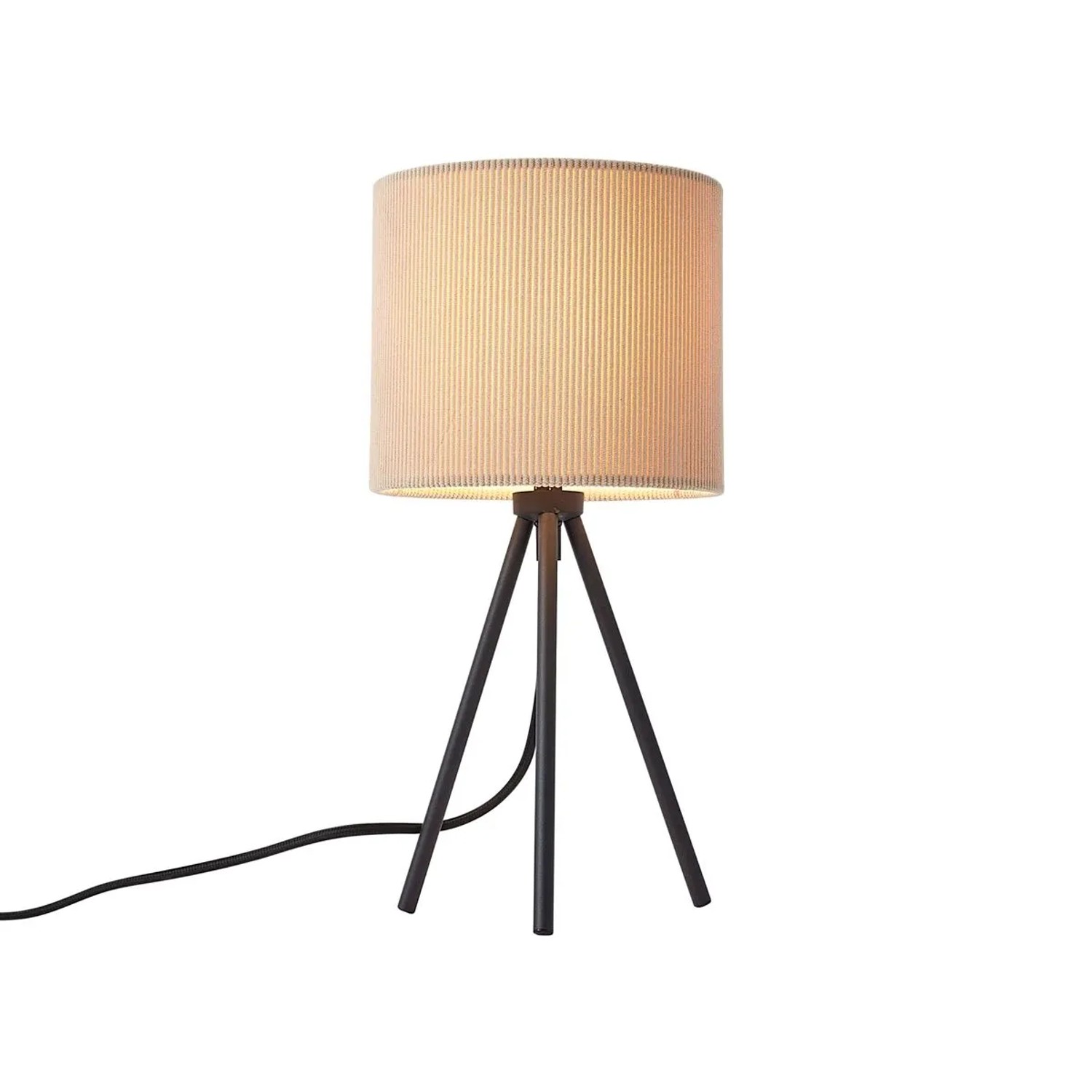 QAZQA Moderne Tischleuchte Taupe mit Samtschirm Luz