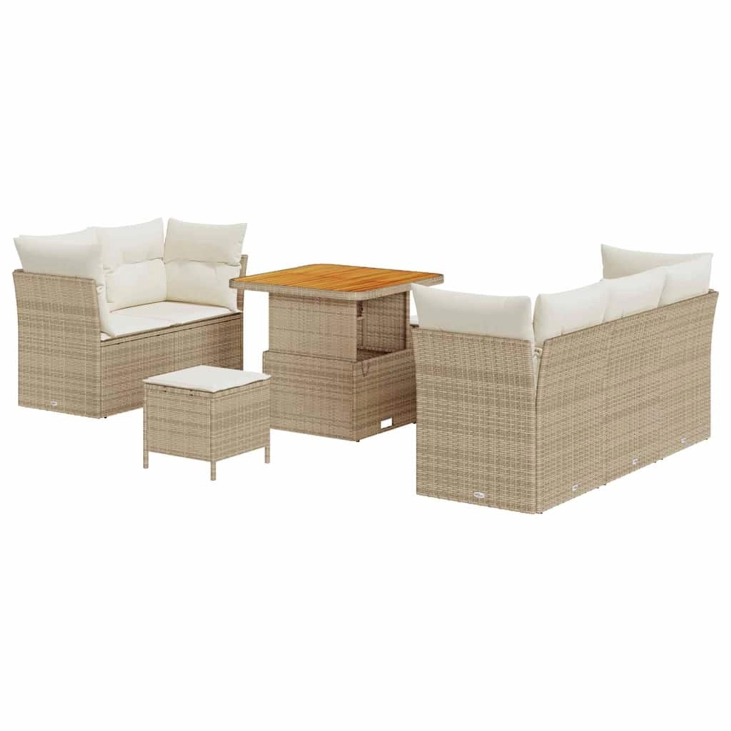 vidaXL Garten-Sofa-Set Höhenverstellbar 8-Tlg Beige Poly Rattan 3361426 günstig online kaufen