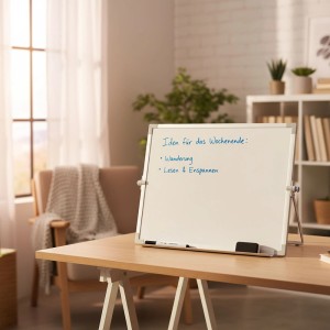 Relaxdays Whiteboard Tisch Eisen Aluminium Kunststoff Weiß Silber Magnetisch Doppelseitig 30 cm x 40 cm 0,6 kg