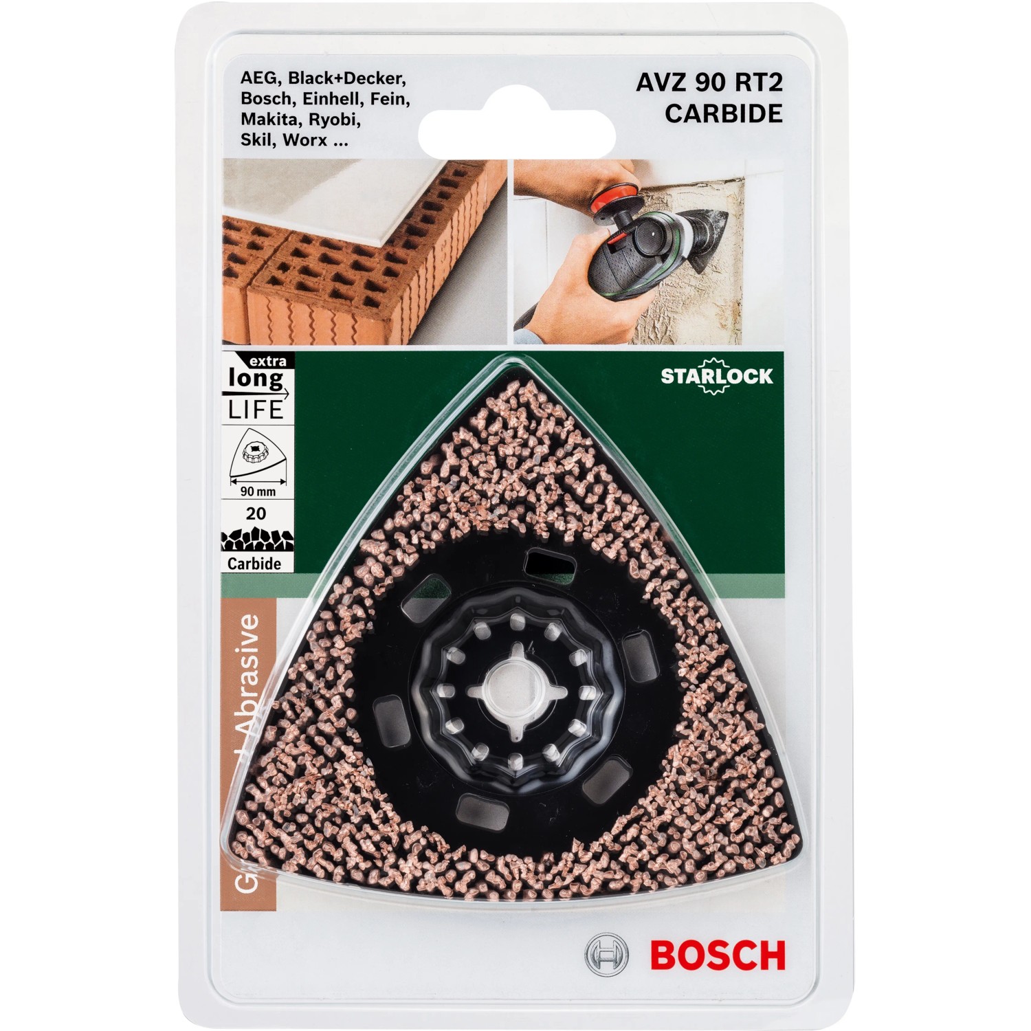 Bosch Starlock AVZ 90 RT2 Karbid Riff Platte für Deltaschleifer, zum Entfernen von Fliesenkleber.