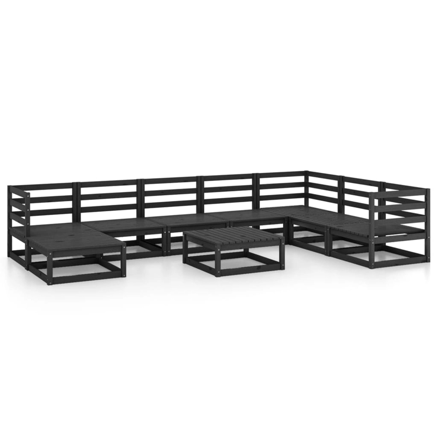 vidaXL 9-tlg Garten-Lounge-Set Schwarz Massivholz Kiefer  Modell 104 günstig online kaufen