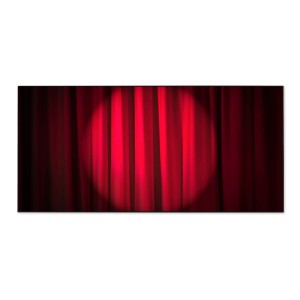 Banjado Magnettafel mit rotem Vorhang Motiv, 78x37cm. Magnetwand aus Metall inkl. 4 Magnete.