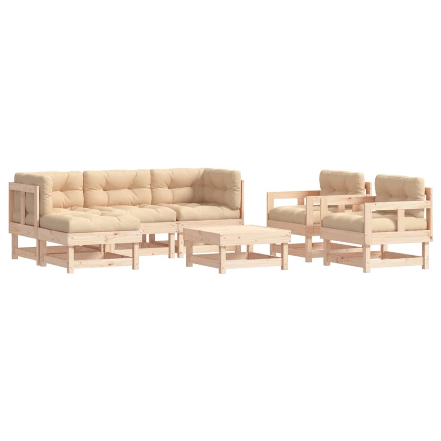 vidaXL 7-Tlg Garten-Lounge-Set mit Kissen Massivholz 3185808 günstig online kaufen