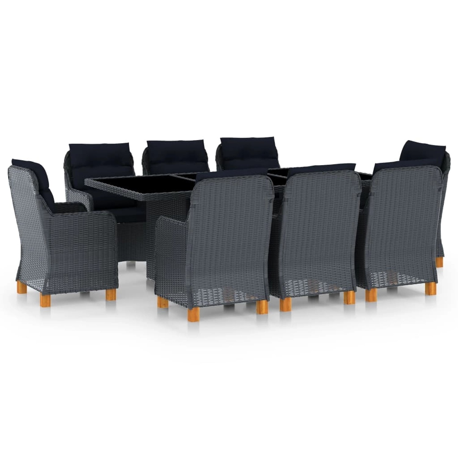 Thumbnail - vidaXL 9-tlg Garten-Essgruppe mit Auflagen Poly Rattan Dunkelgrau Modell 7