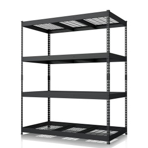 Floordirekt Schwerlastregal Yukon Rivet 4 Böden Schwarz 160 x 150 x 80 cm