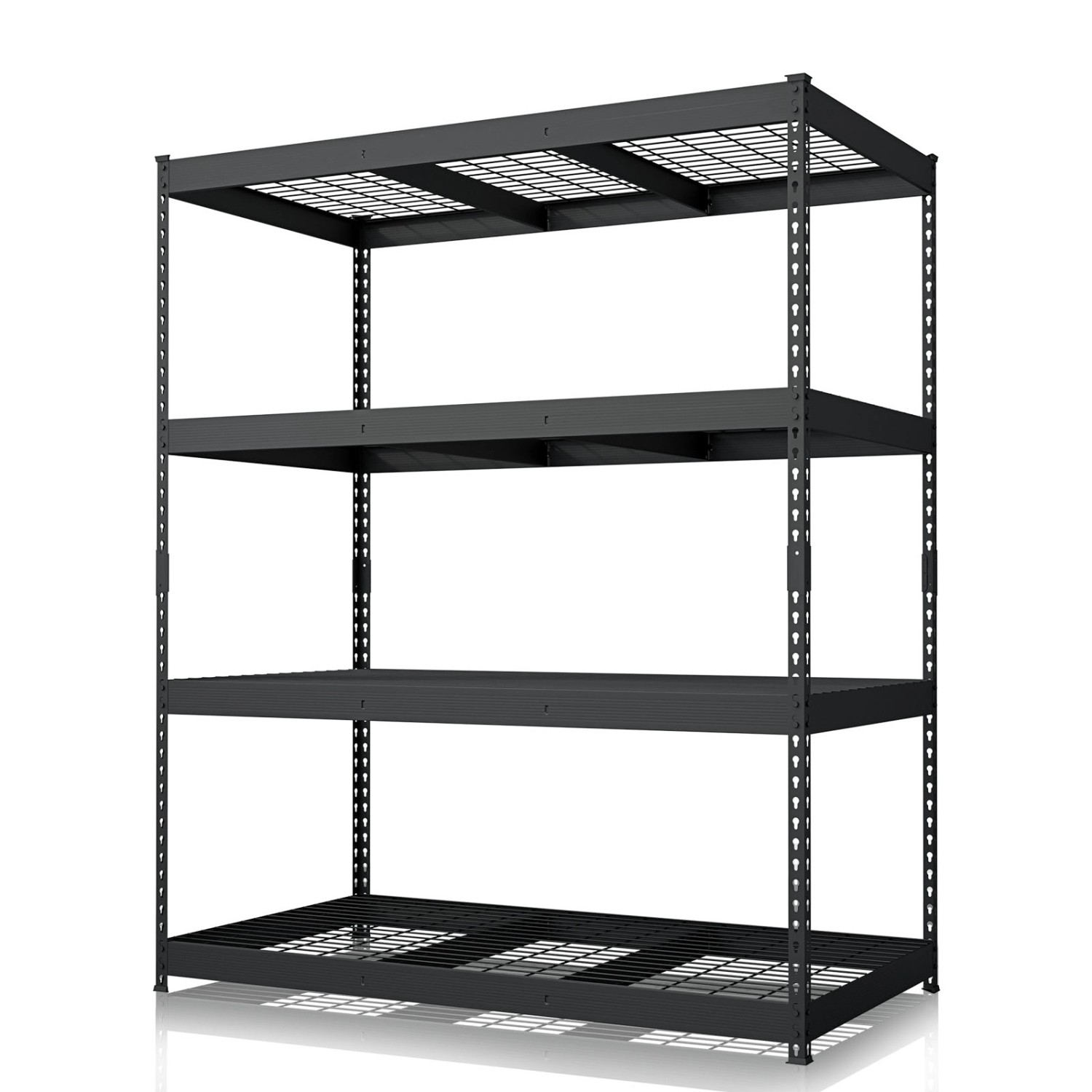 Floordirekt Schwerlastregal Yukon Rivet 4 Böden Schwarz 160 x 150 x 80 cm günstig online kaufen