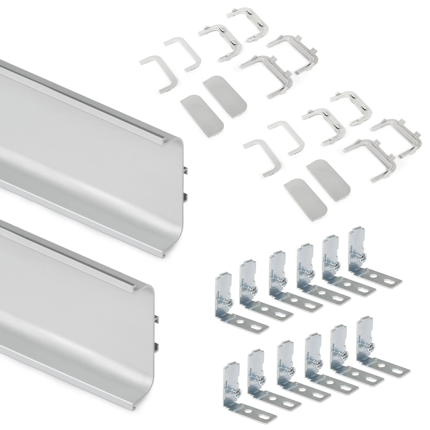 Emuca Lot mit 2 Zentralprofile Gola für Küchenmöbel Länge 2.35 m mit Zubehör Aluminium Schwarz Lackiert