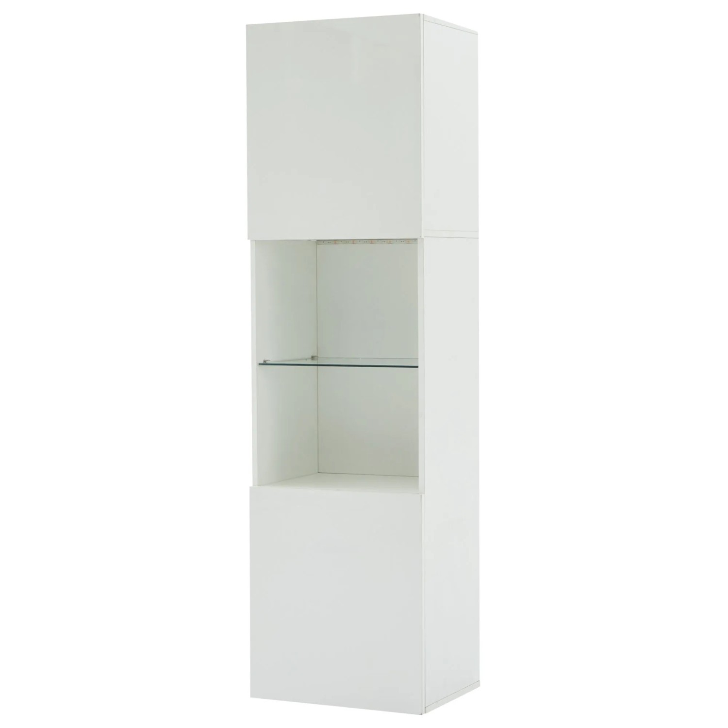 okwish Vitrine mit LED Beleuchtung Wohnzimmer 45x35x160cm Weiß