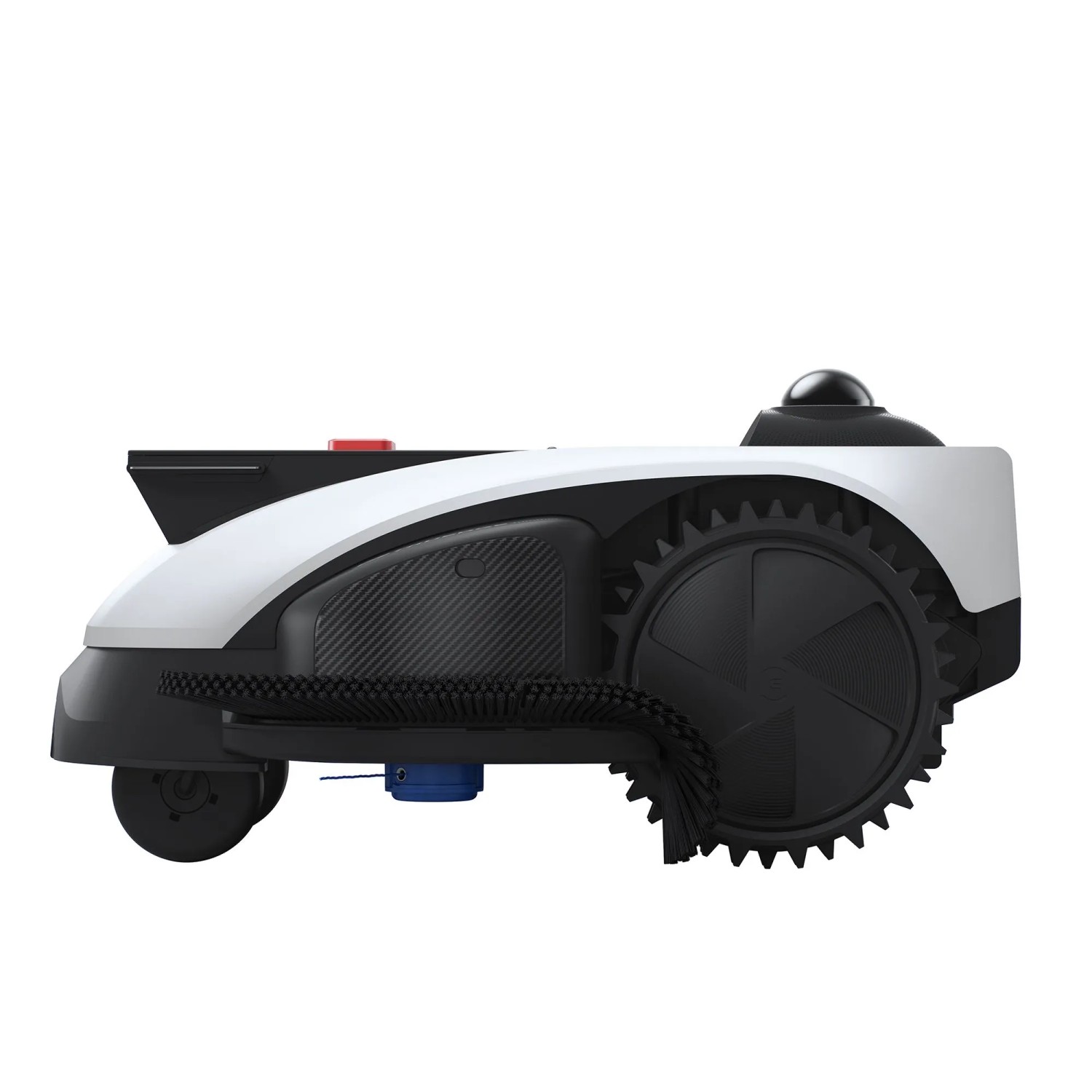 Ecovacs Mähroboter Goat O1200, weiß-schwarz, Seitenansicht. Rasenroboter mit Lidar Pro und Kantenschneider.