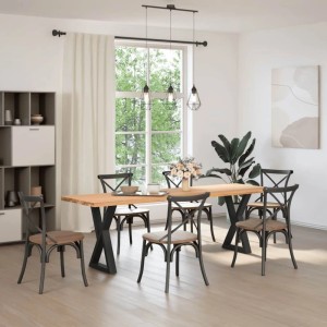 vidaXL Esstisch mit schwarzen Stahlbeinen (2 Stk., 50x72-73,3 cm) im Esszimmer.