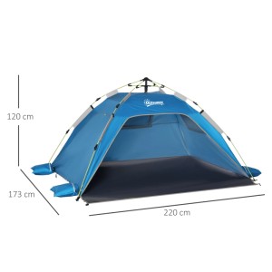 Outsunny Strandmuschel, himmelblau, 220x173x120 cm. Ideal für Camping und Strand.