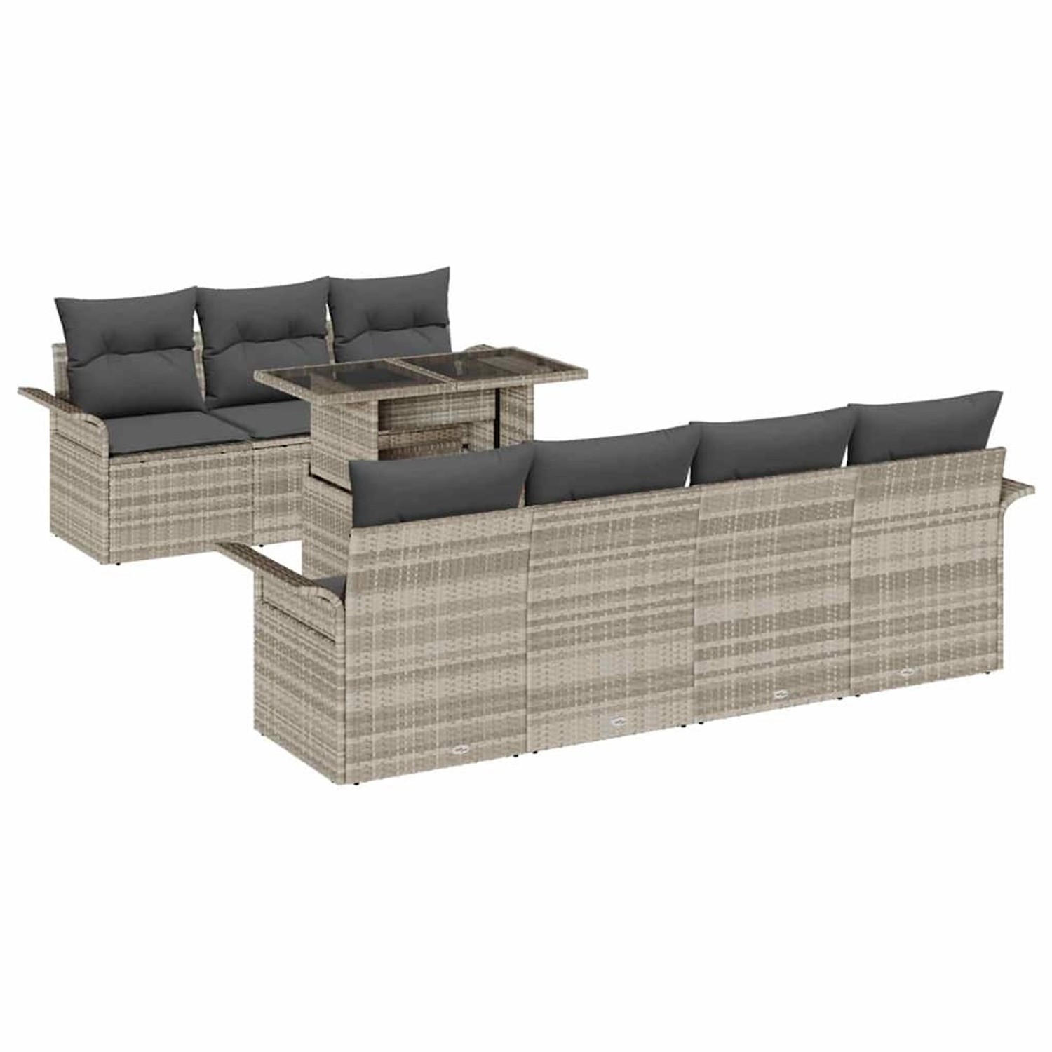 vidaXL Garten-Sofa-Set mit Kissen 8-Tlg Hellgrau Poly Rattan 3356965 günstig online kaufen