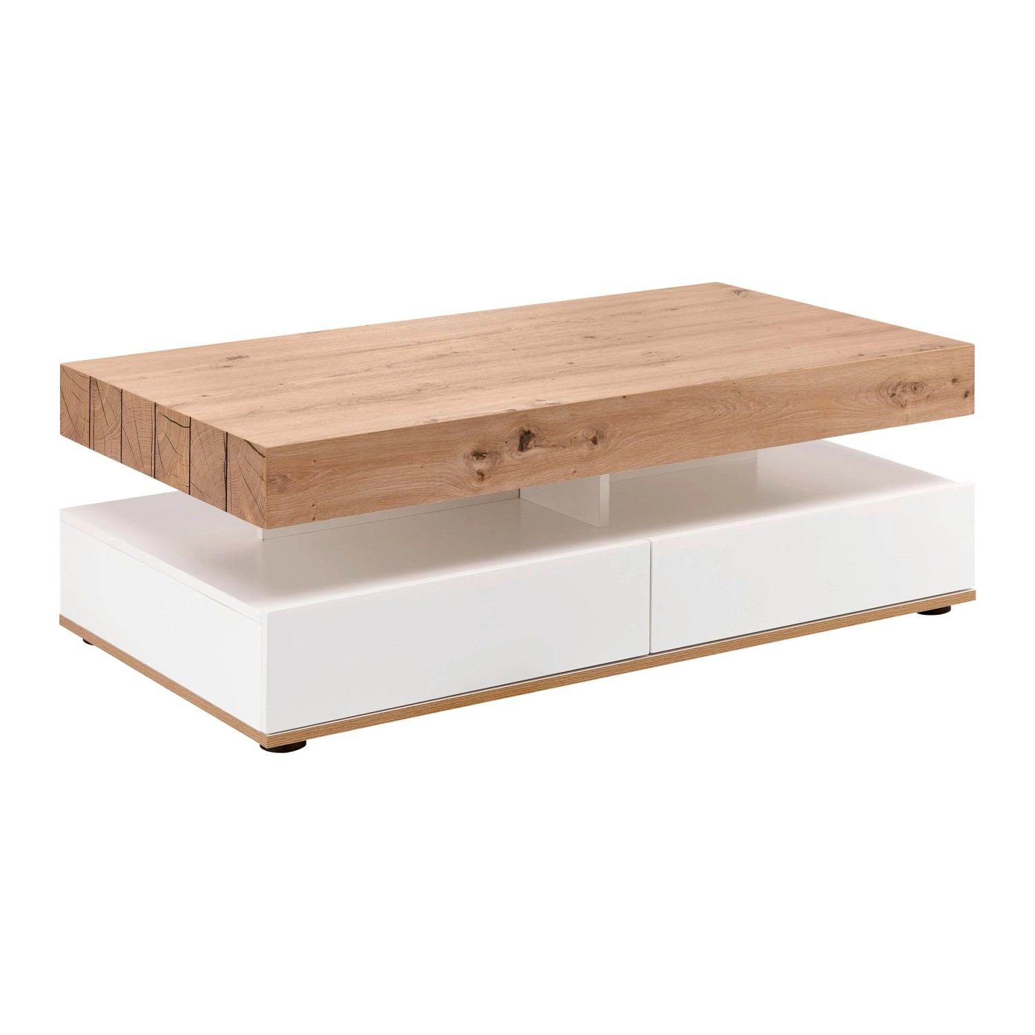 Bessagi Home Couchtisch Cara Weiß/ Eichefarben MDF mit Stauraum