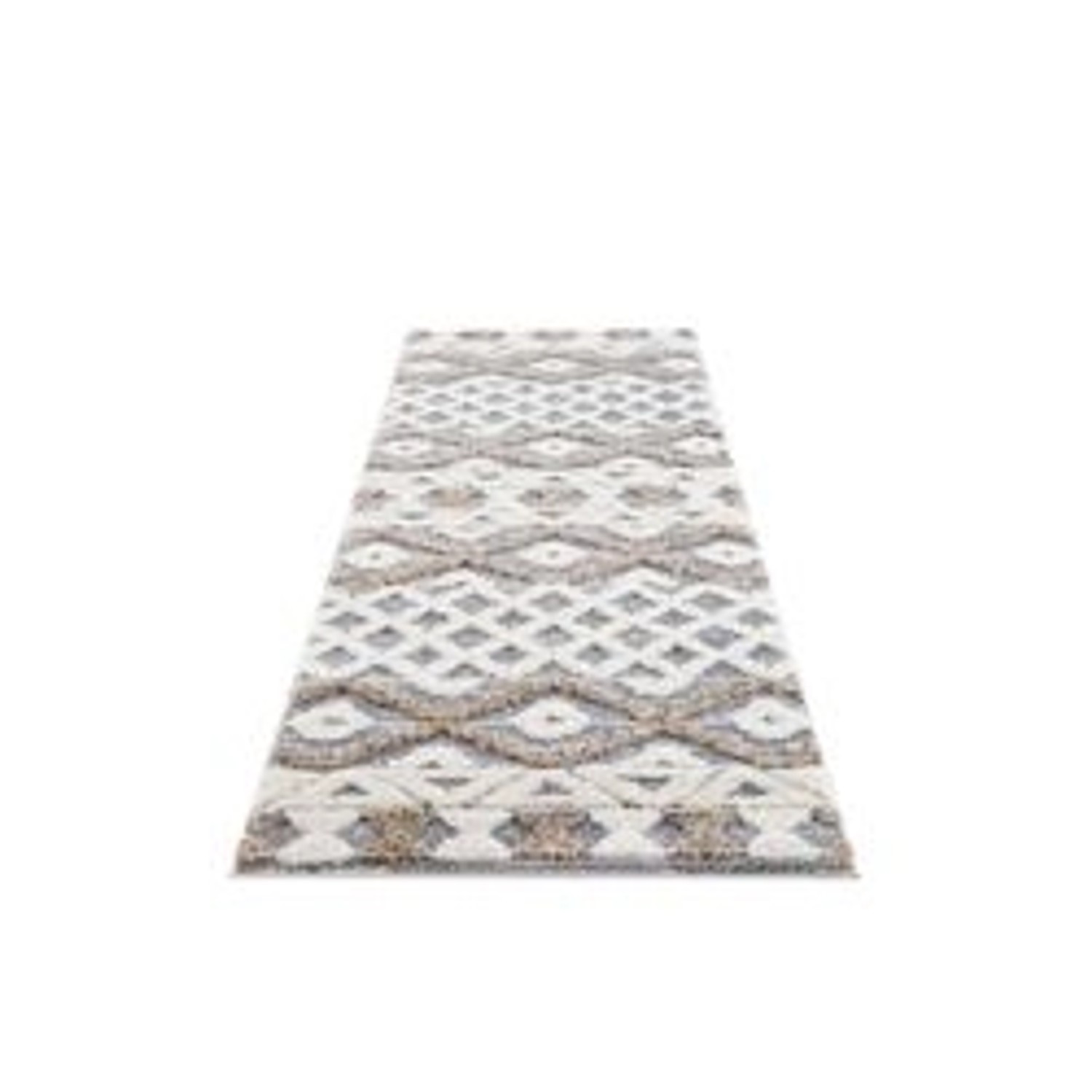 payé Teppich Nara-3050 Hochflor 80x300 cm Grau Rautenmuster günstig online kaufen
