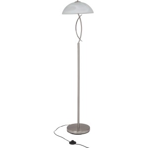 Brilliant Boston Standleuchte aus Eisen und mit weißem Schirm. Design-Stehlampe mit Fußschalter.