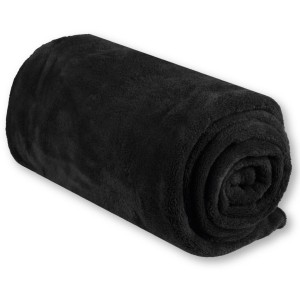 Gerollte, schwarze Bestlivings Babydecke aus Mikrofaser, 80x120 cm.