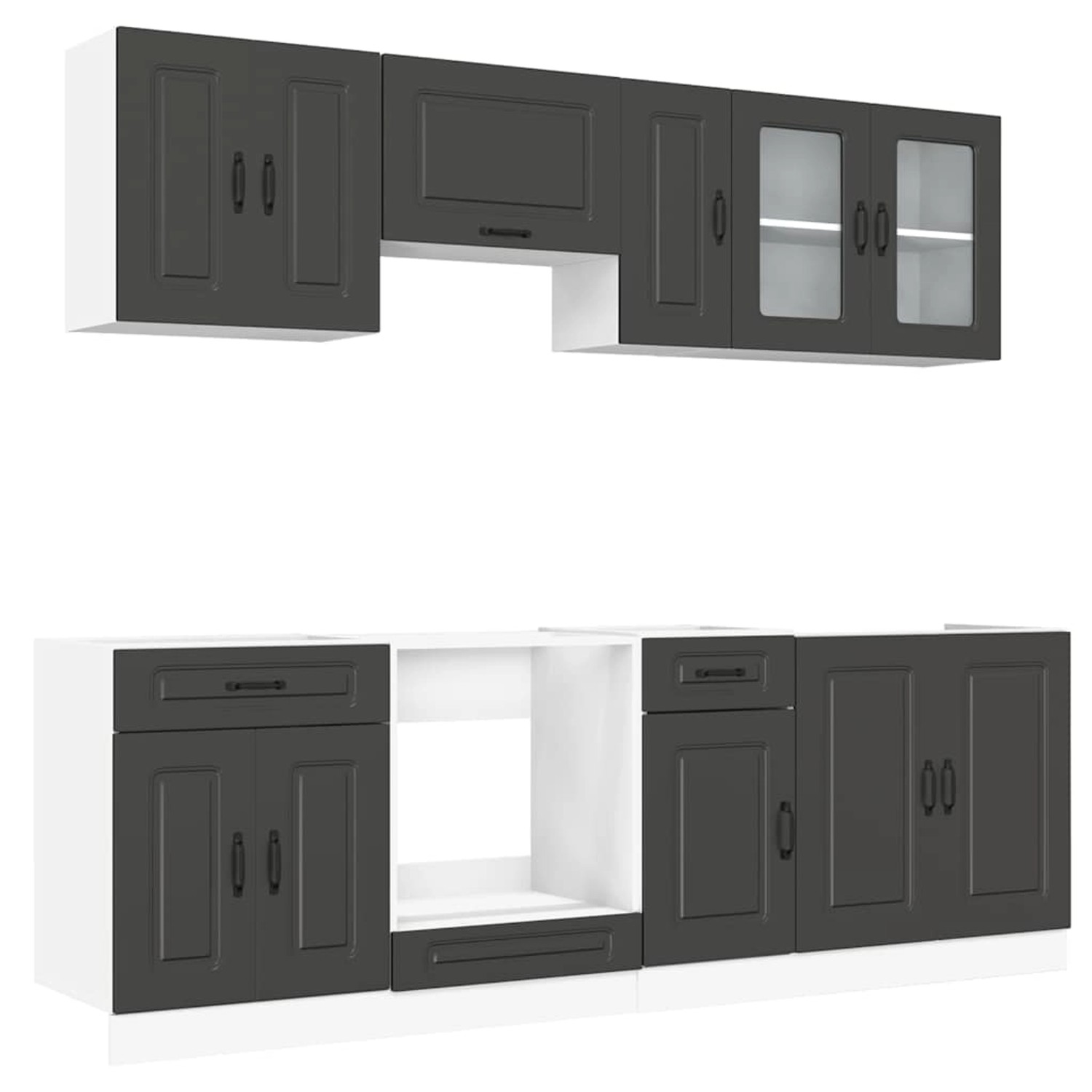 vidaXL 8-Tlg Küchenschrank-Set Kalmar Schwarz Holzwerkstoff 3314822 günstig online kaufen
