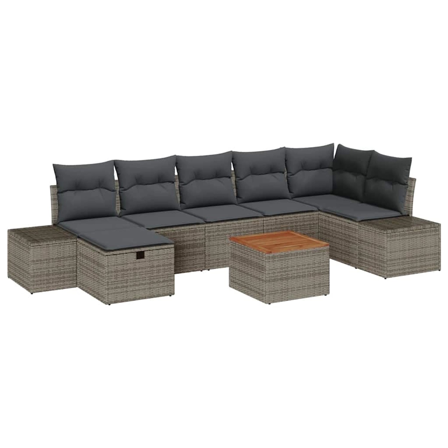 vidaXL Garten-Sofa-Set mit Kissen mit Speicher 8-Tlg Grau Poly Rattan 33609 günstig online kaufen